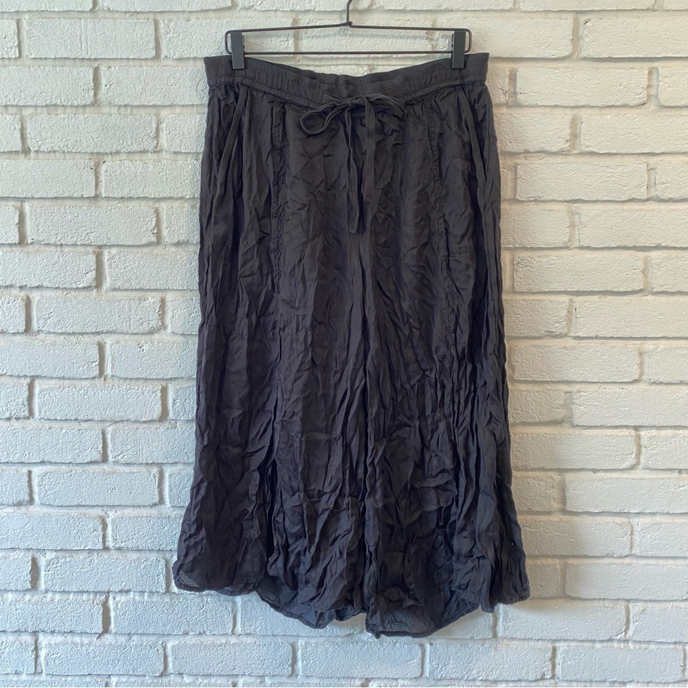 Anthropologie Elevenses Black Front Slit Cropped Wide Pants Size XS - Picture 5 of 14